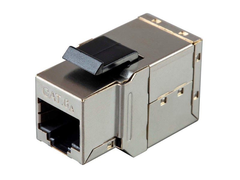Monoprice Shielded Straight Through Cat6A RJ45 Keystone in-Line Coupler - 10G, Use for Networking As an Extender Between Two Patch Cables, Silver - Image 1